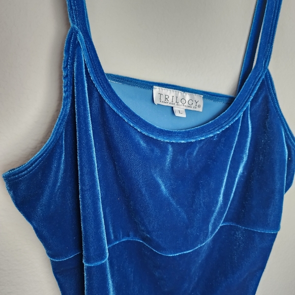 Vintage 90's Blue Crushed Velvet Open Back Dress - Picture 4 of 7